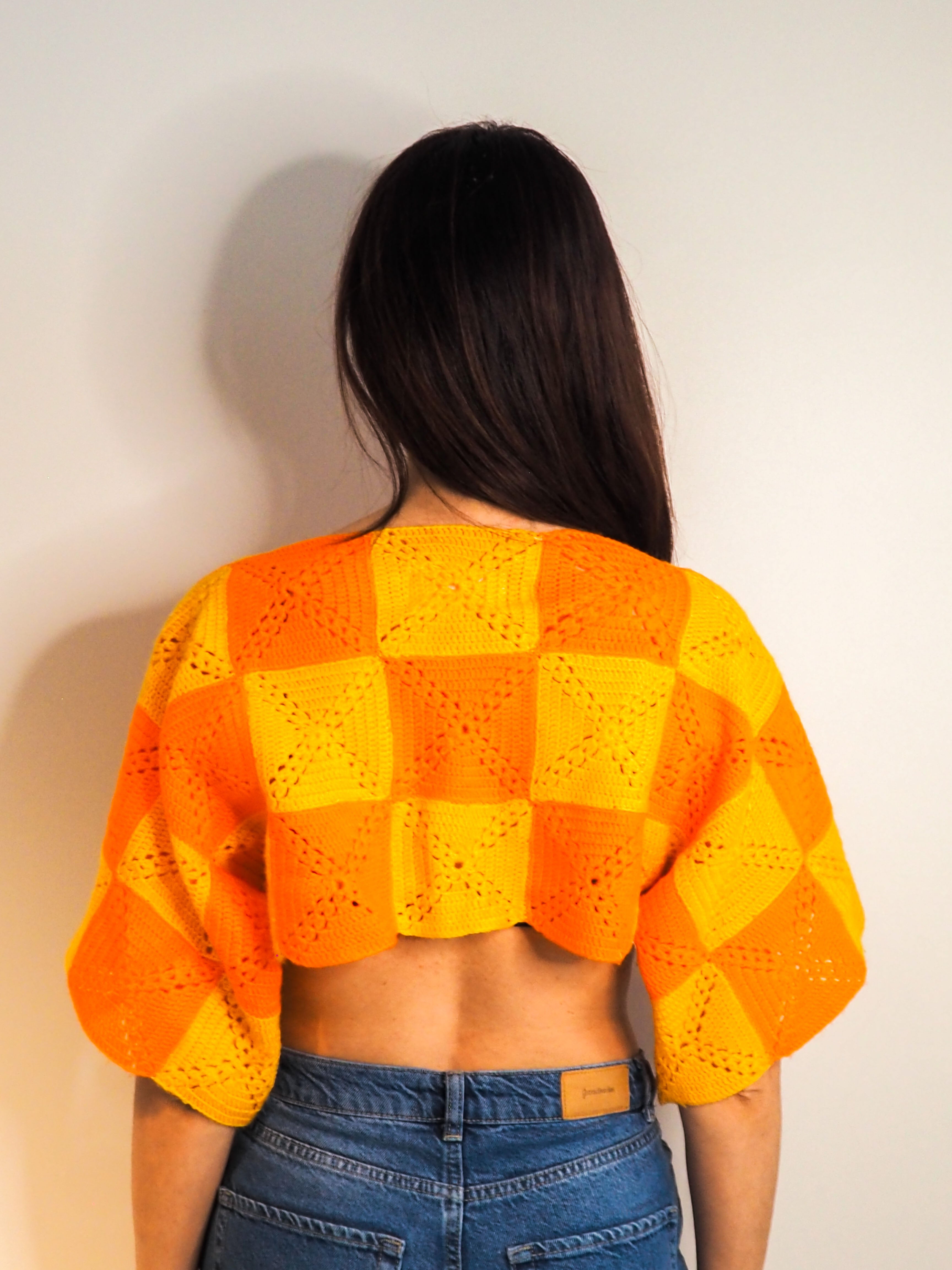 Top Louise patchwork crochet orange