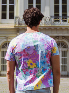 T-shirt unisexe long mauve fleuris